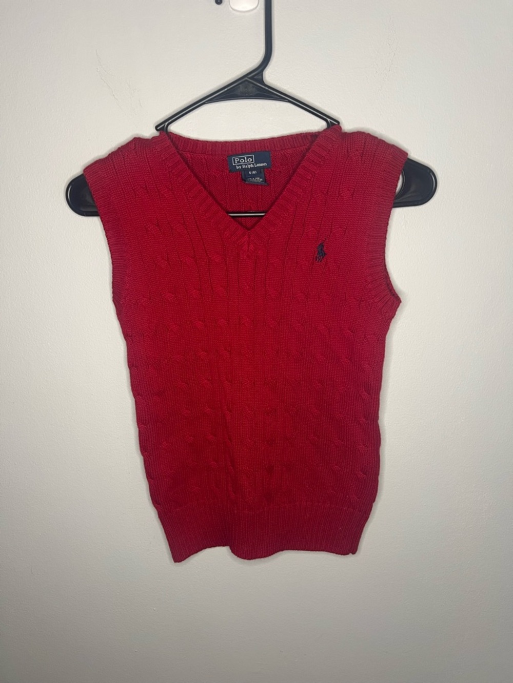 Polo Ralph Lauren Boys or child’s cable knit sleeveless red vest size S (8)